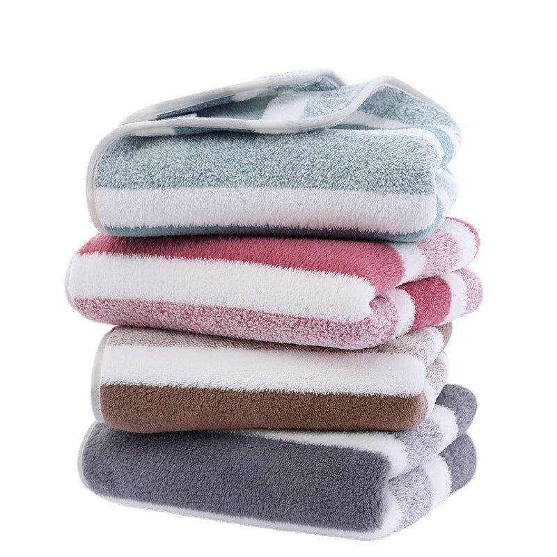 Wide Stripe Dark Stripe Coral Velvet Printing Towels Suit