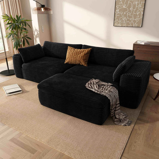 Cloud Sectional Couch With L-Shape Chaise,Modern Modular Sofa With Deep Seat, Upholstered Couches For Living Room Bedroom,No Assembly Required, Black