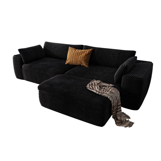 Cloud Sectional Couch With L-Shape Chaise,Modern Modular Sofa With Deep Seat, Upholstered Couches For Living Room Bedroom,No Assembly Required, Black